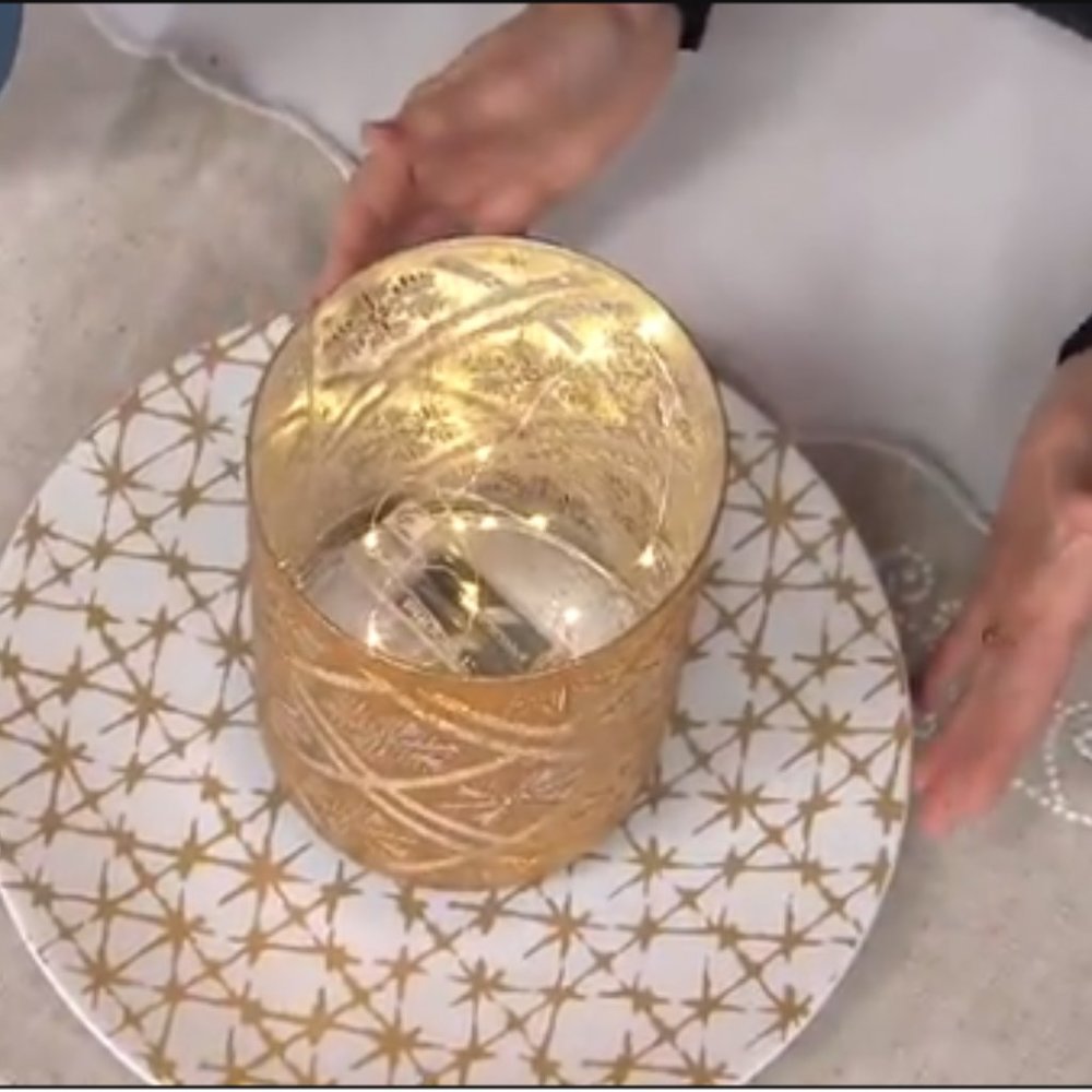 Scott Living 12 inch Round Ceramic Holiday Platter 2PK White Gold New MSRP $62 - Picture 7 of 8
